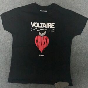 Zadig & Voltaire Crush Heart Rhinestone Black T-shirt size small